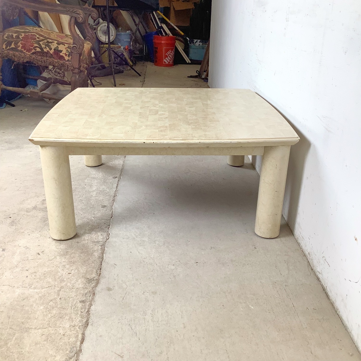 Lane Postmodern Coffee Table with Cylinder Legs - image-12