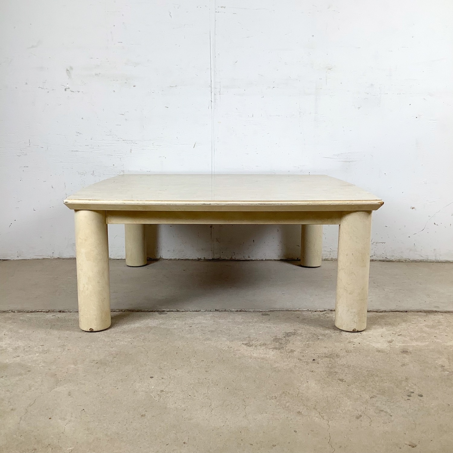 Lane Postmodern Coffee Table with Cylinder Legs - image-8