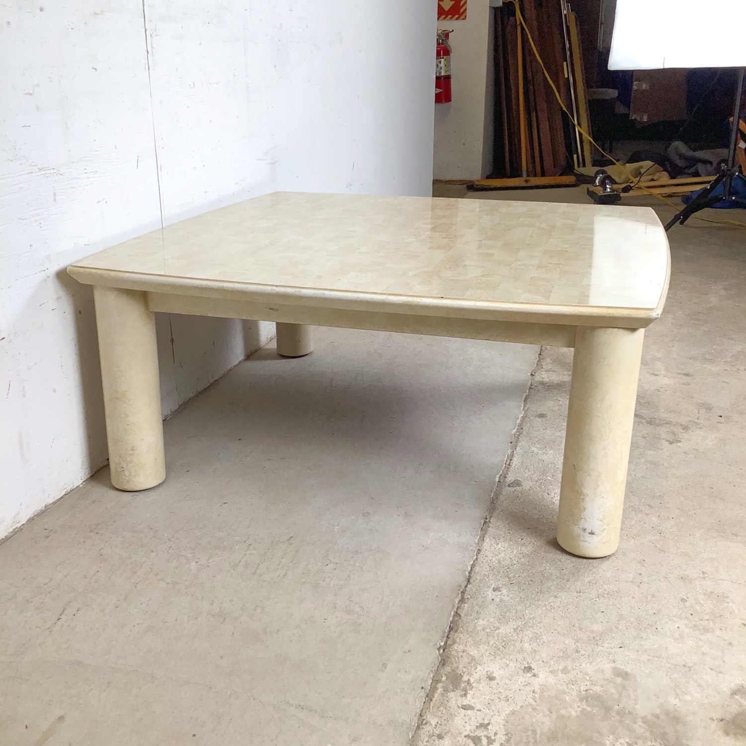 Lane Postmodern Coffee Table with Cylinder Legs - image-15