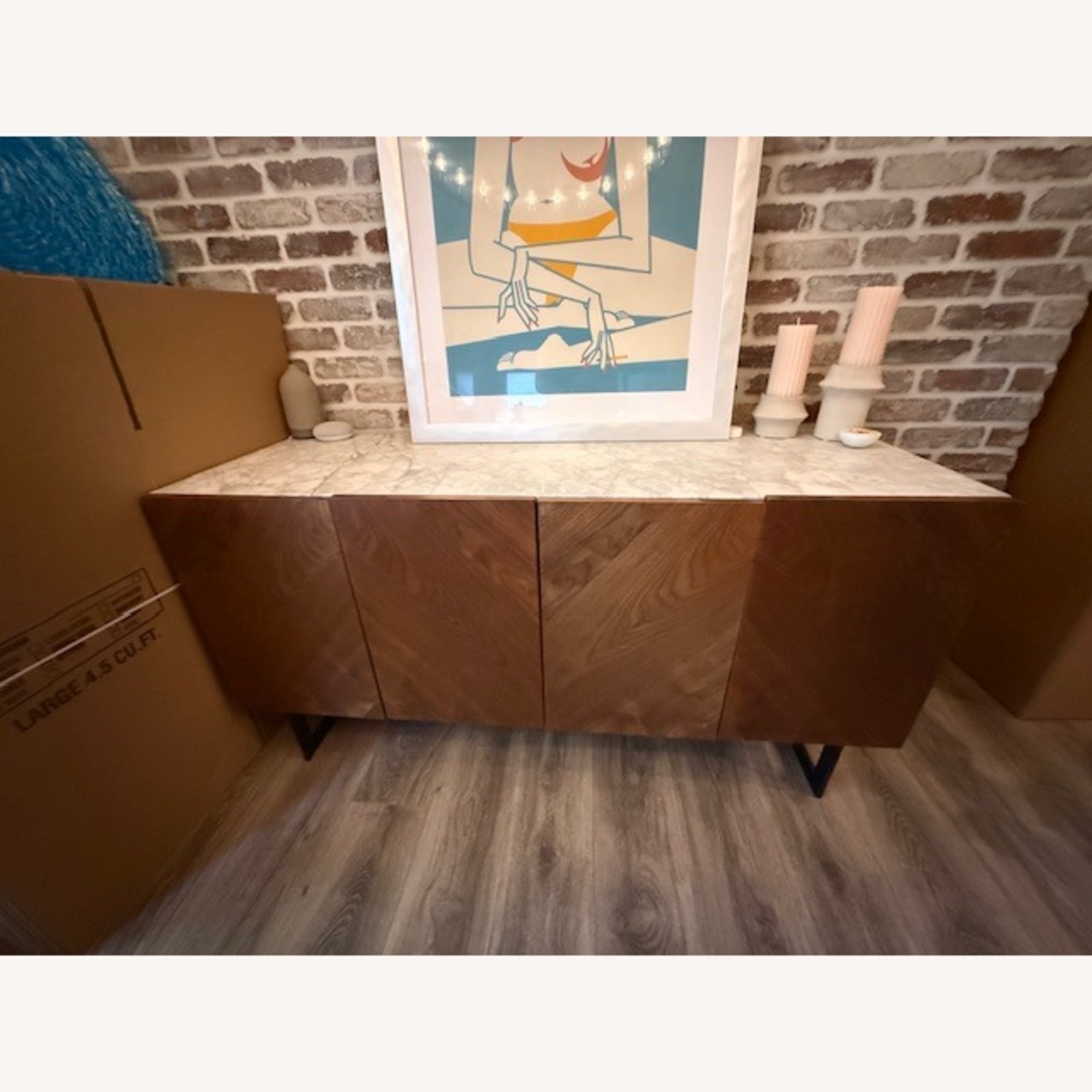 CB2 Dark Brown Marble Media Storage - image-3