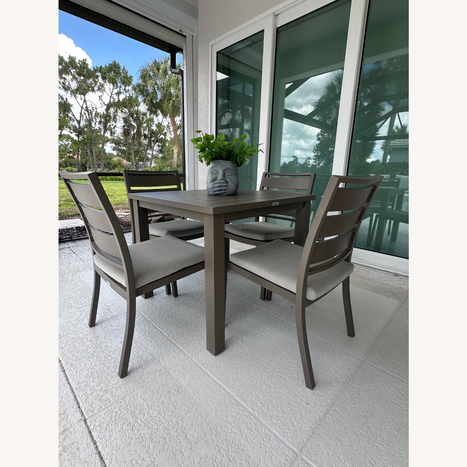 Light Gray Aluminum Table and Chairs - image-1