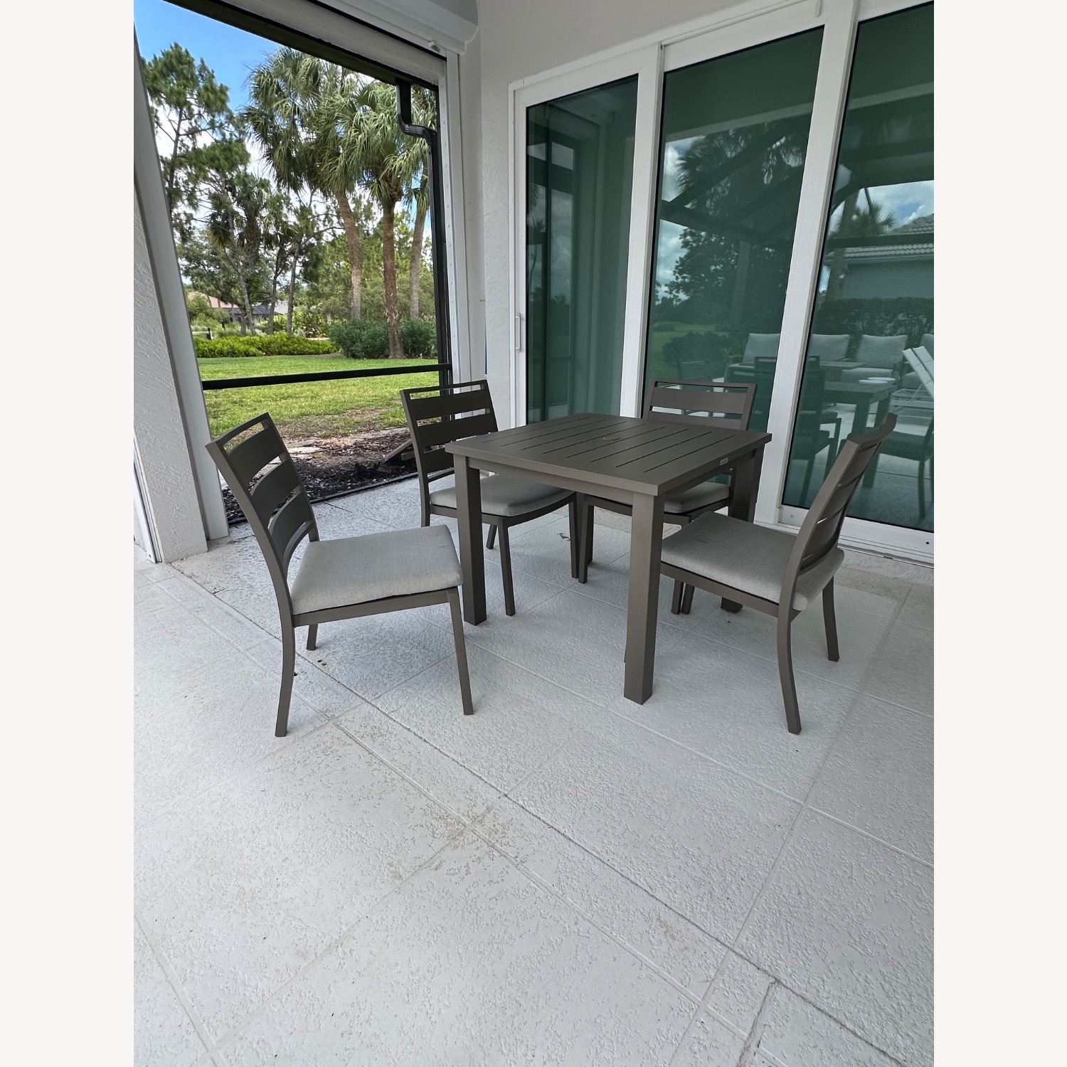 Light Gray Aluminum Table and Chairs - image-2