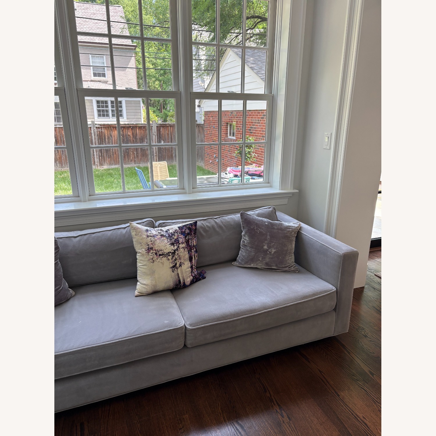 Restoration Hardware Luxe Sofa in Nickel Velvet - image-1