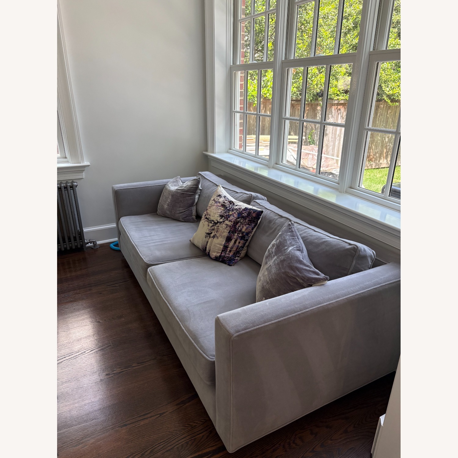 Restoration Hardware Luxe Sofa in Nickel Velvet - image-4