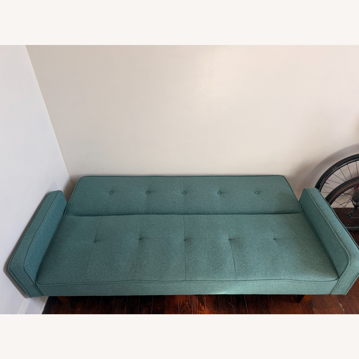 Modern Style Teal Convertible Sofa - image-4