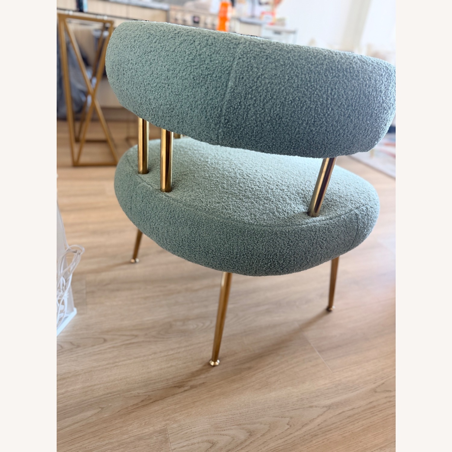 Green Boucle Accent Chair - image-4