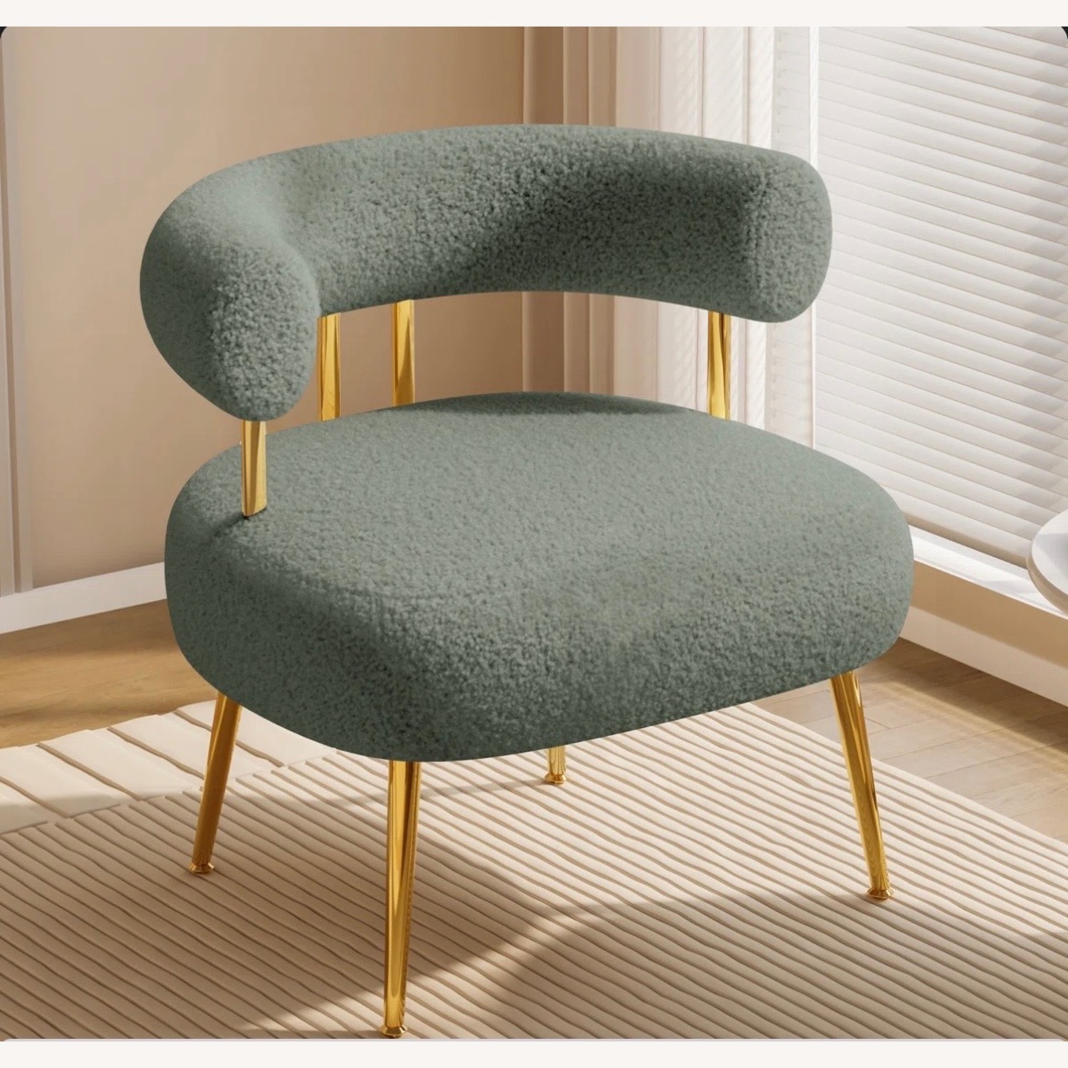 Green Boucle Accent Chair - image-5