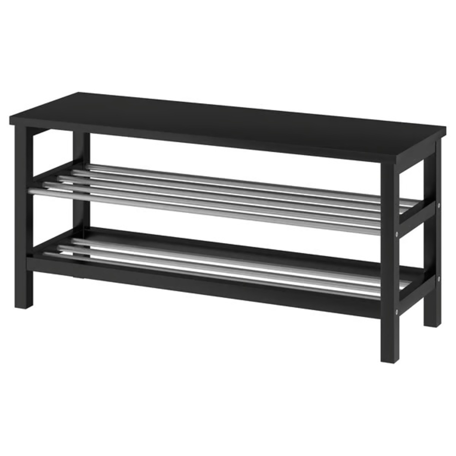 IKEA TJUSIG Black Wood Veneer Bench - image-6