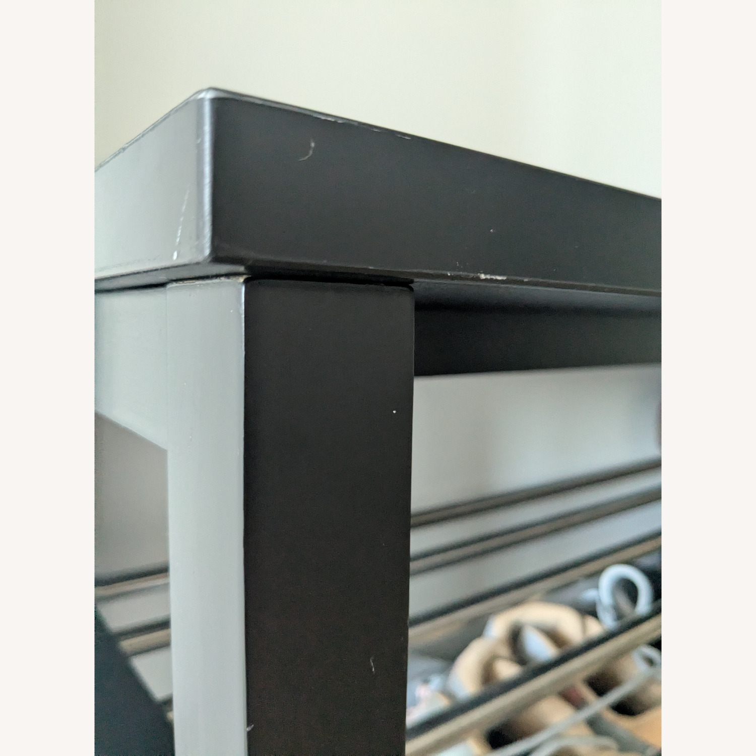 IKEA TJUSIG Black Wood Veneer Bench - image-5