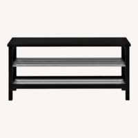 IKEA TJUSIG Black Wood Veneer Bench
