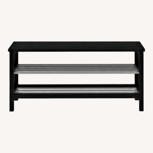 Used IKEA TJUSIG Black Wood Veneer Bench for sale on AptDeco