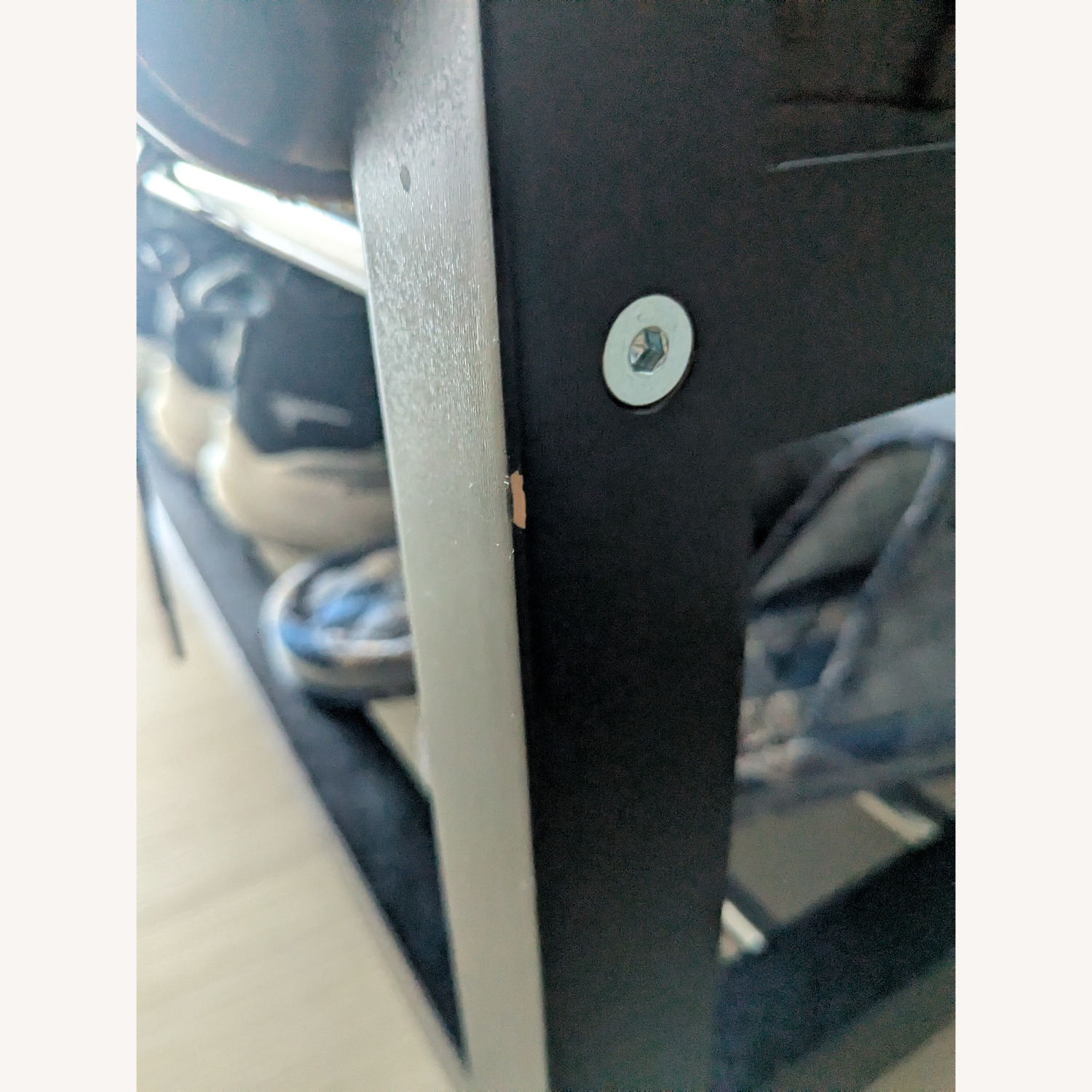 IKEA TJUSIG Black Wood Veneer Bench - image-3
