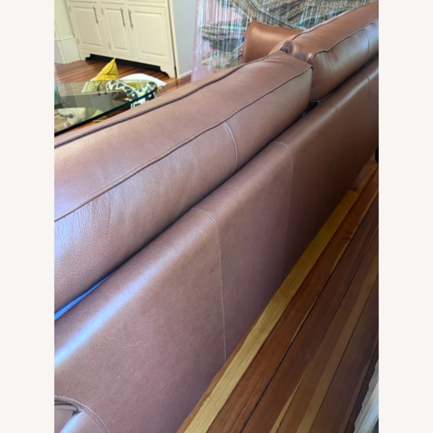 Dark Brown Leather 3+ Seater Sofa - image-3