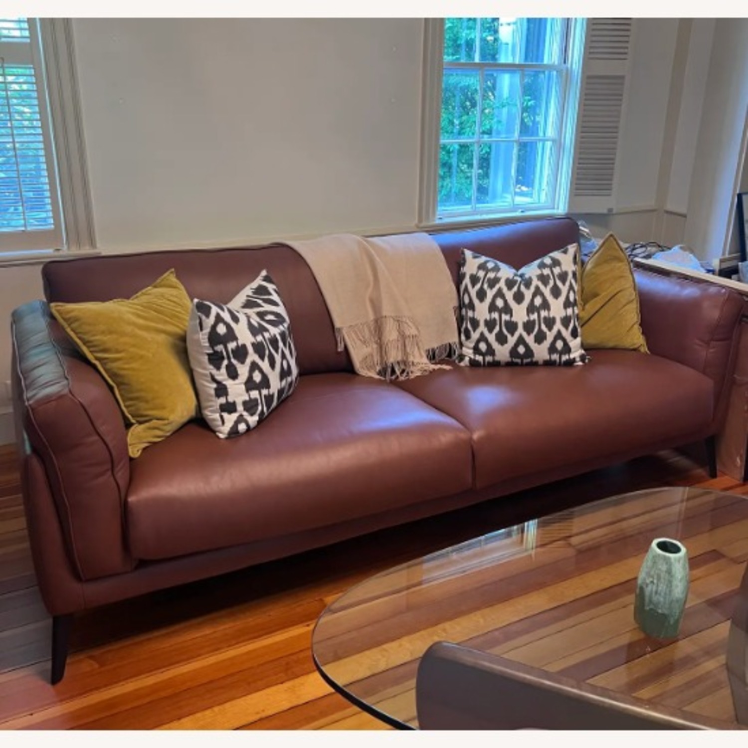 Dark Brown Leather 3+ Seater Sofa - image-7
