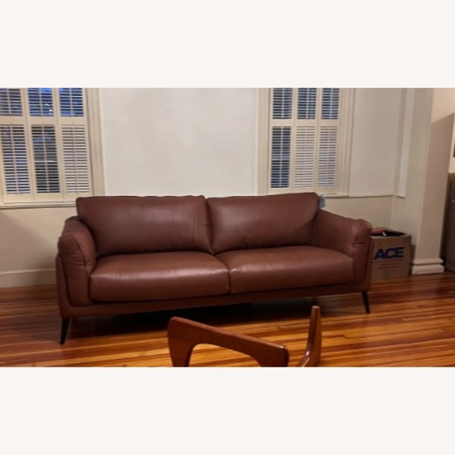 Dark Brown Leather 3+ Seater Sofa - image-1