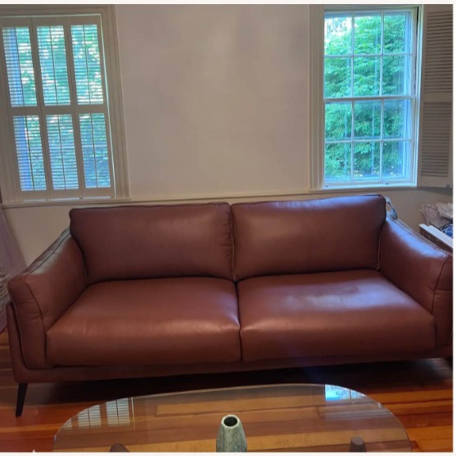 Dark Brown Leather 3+ Seater Sofa - image-9
