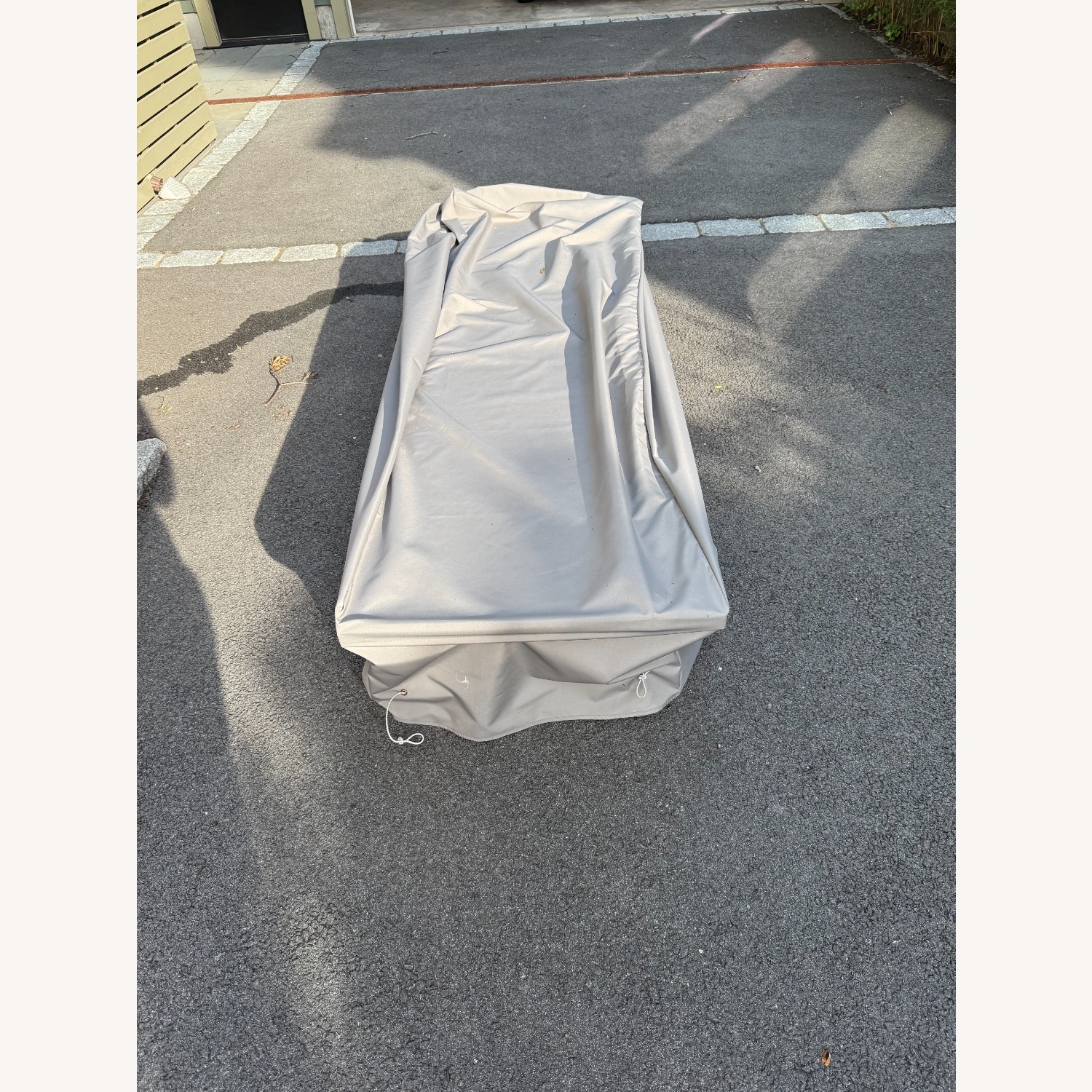 Metal and Wood Chaise With Blue Cushion and Cover - image-12