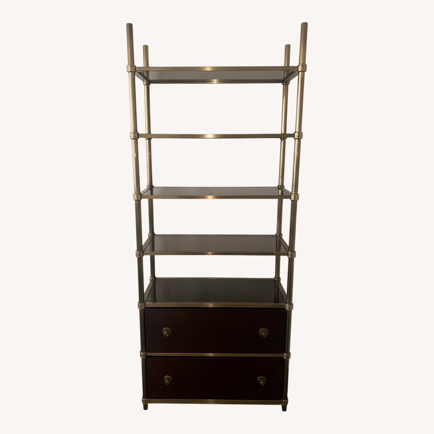 Baker Furniture Laura Kiran Gold Brass Bookcase - image-0