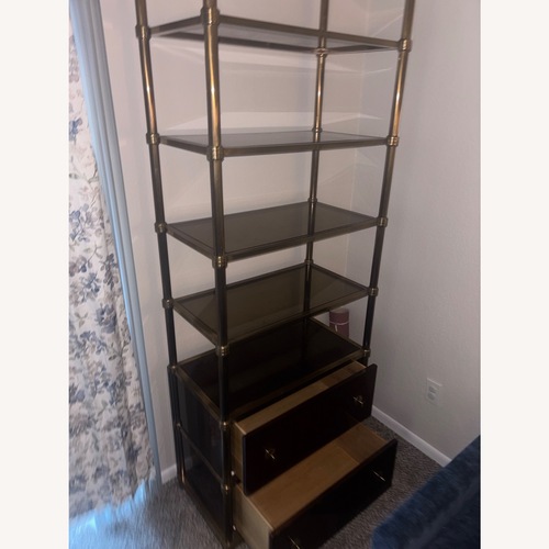 Used Baker Furniture Laura Kiran Gold Brass Bookcase for sale on AptDeco