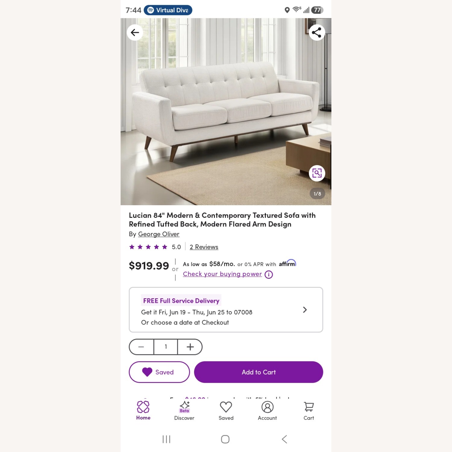 Mid-Century Beige Sofa - image-3