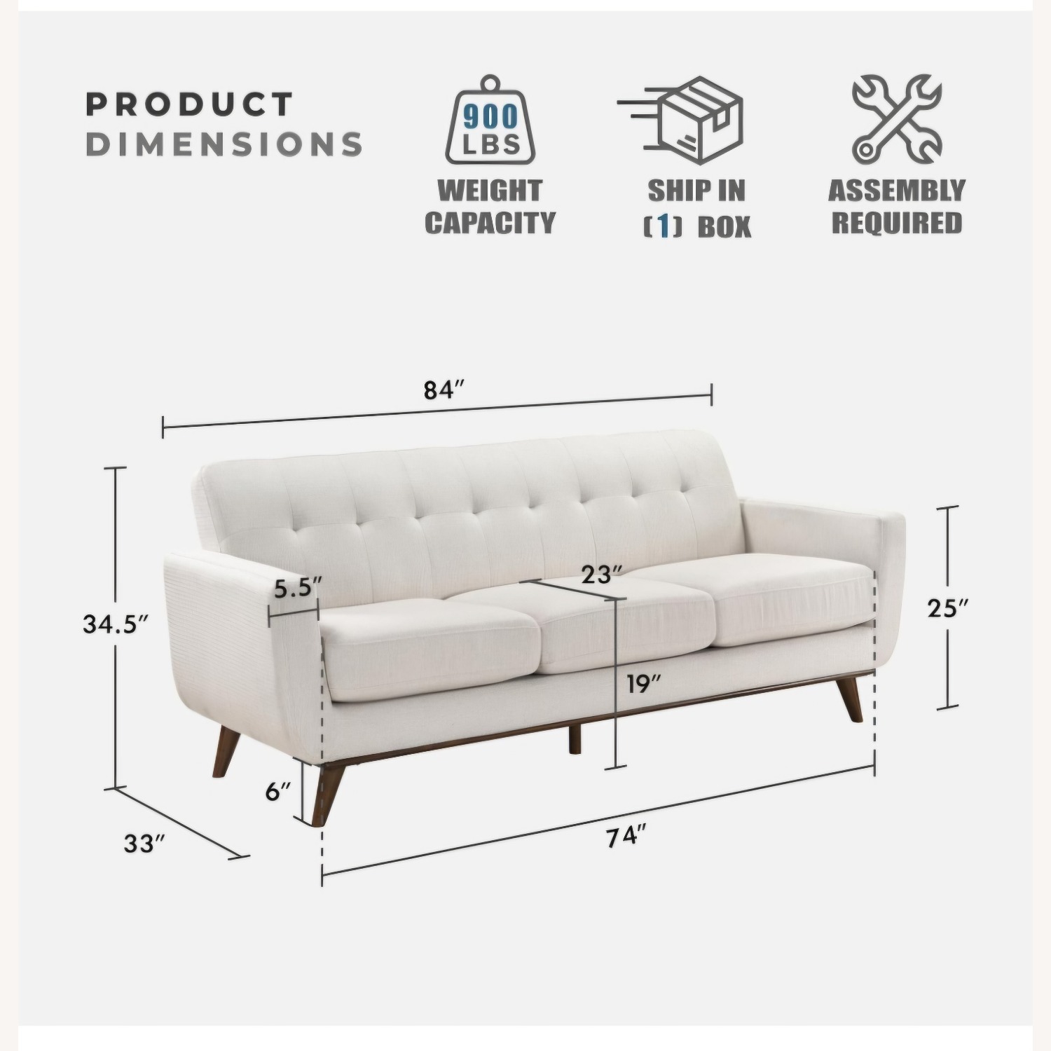 Mid-Century Beige Sofa - image-2