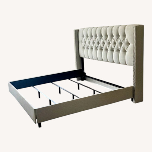 Used Cornelius Wingback King-size Upholstered Bed for sale on AptDeco