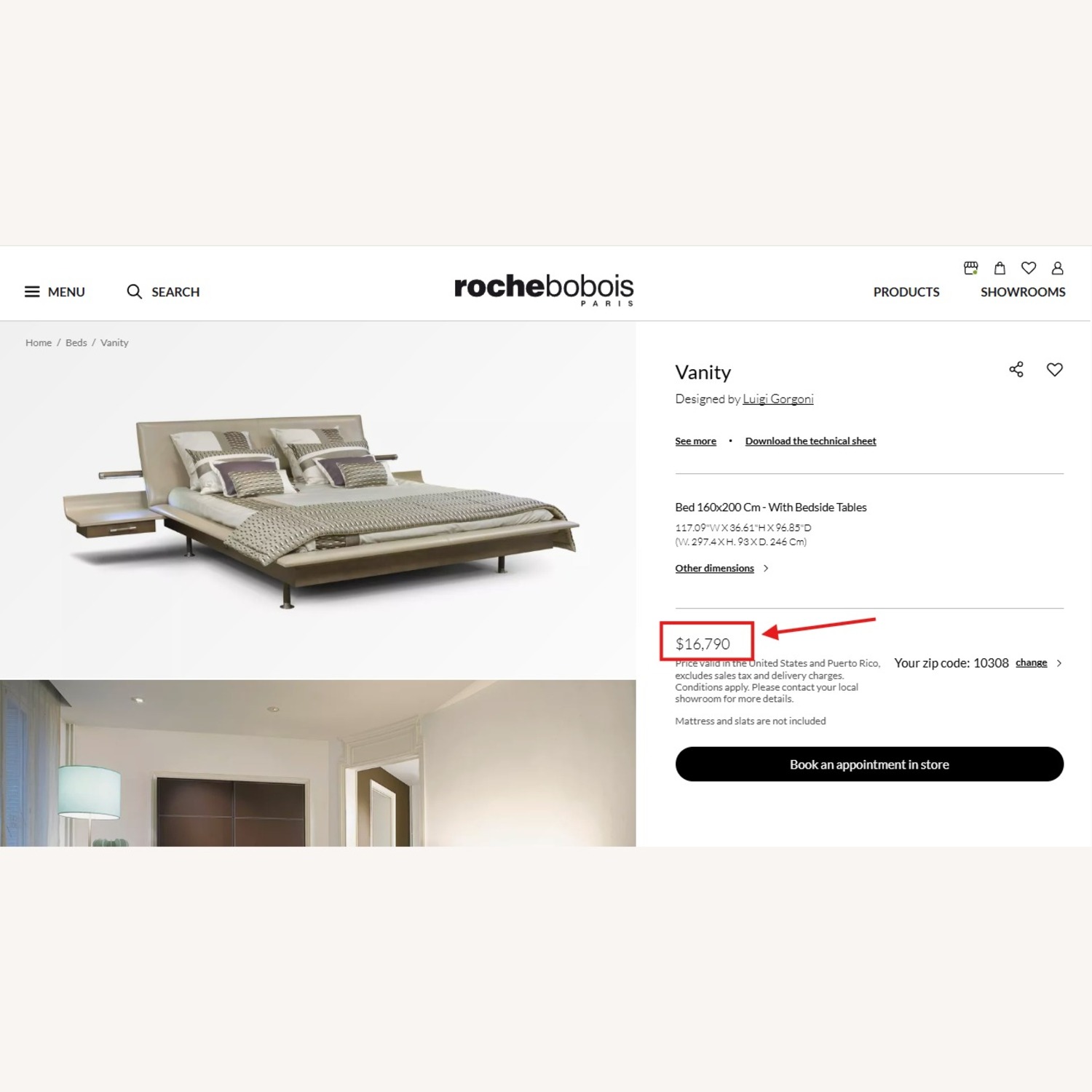 Roche Bobois Vanity Dark Brown Leather King Bed - image-12