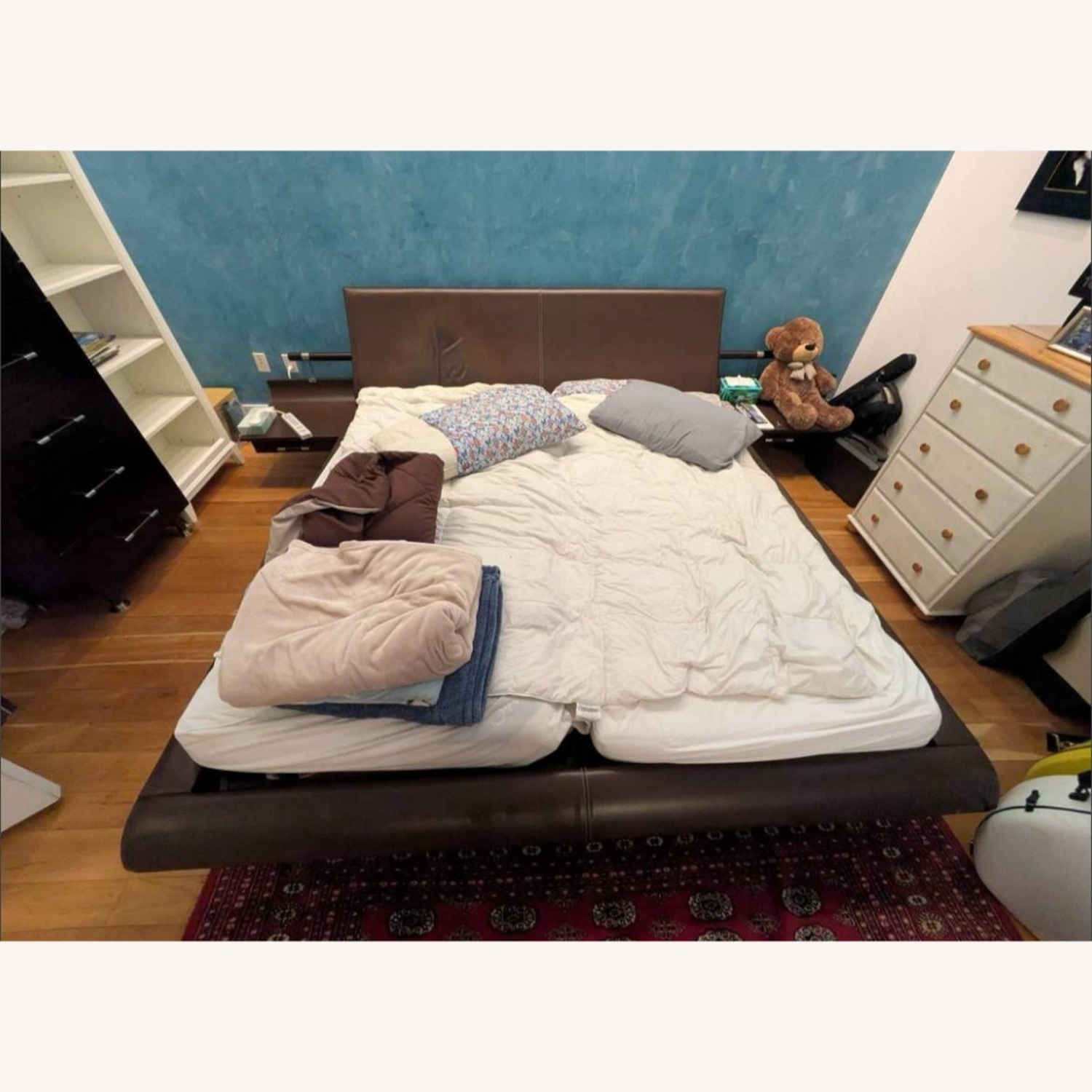 Roche Bobois Vanity Dark Brown Leather King Bed - image-9