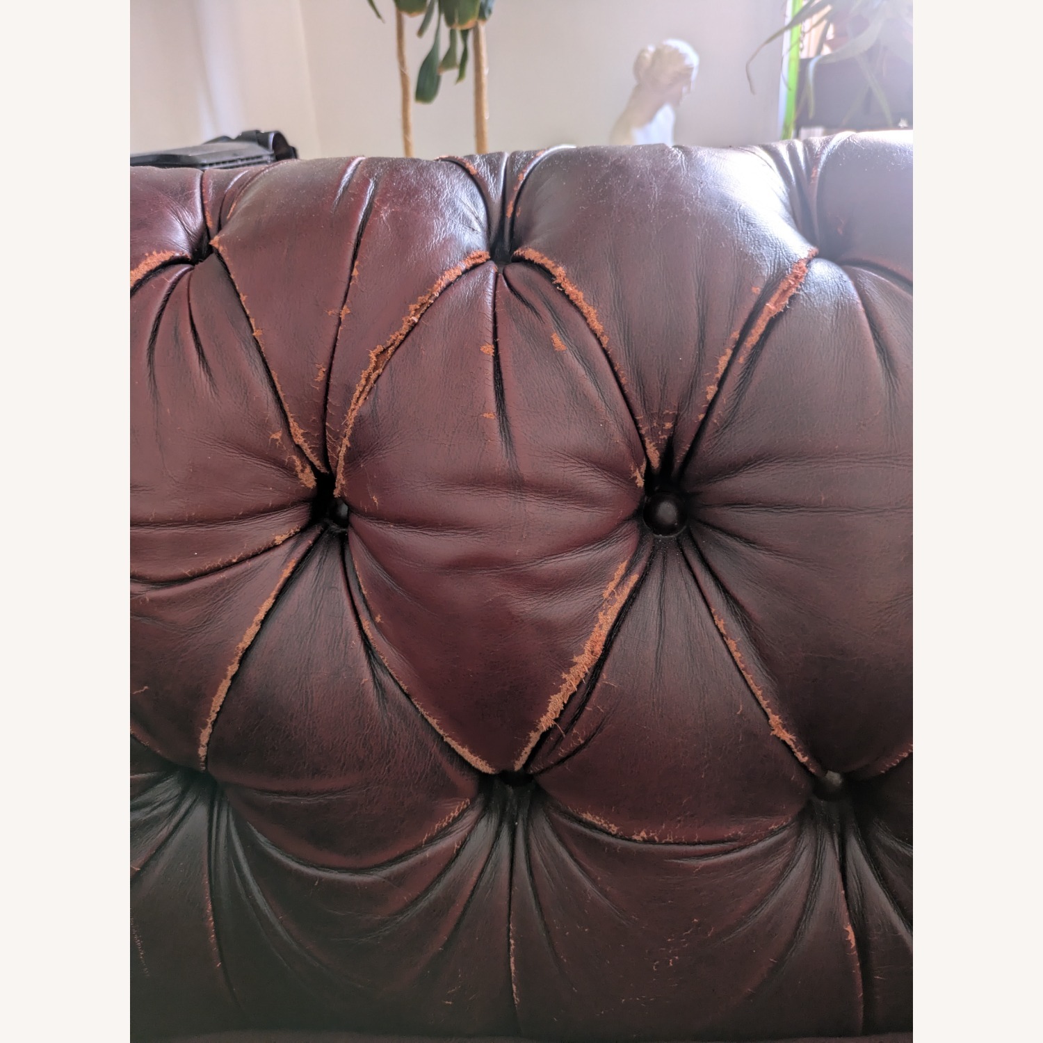 Burgandy Leather Chesterfield Sleeper Sofa - image-3
