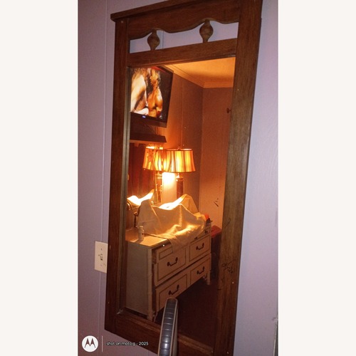 Used Vintage/Antique Dark Brown Wood Wall Mirror for sale on AptDeco