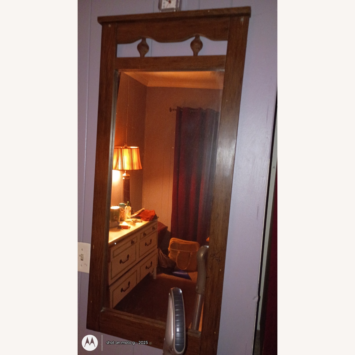 Vintage/Antique Dark Brown Wood Wall Mirror - image-3