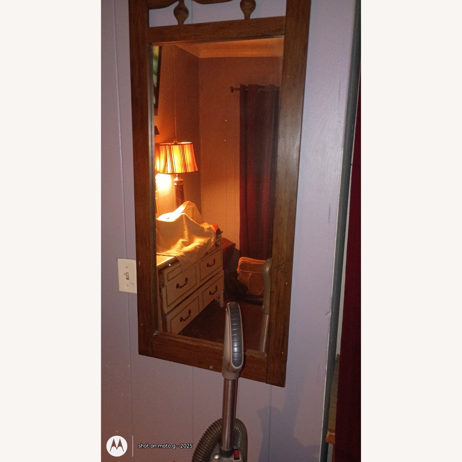 Vintage/Antique Dark Brown Wood Wall Mirror - image-2