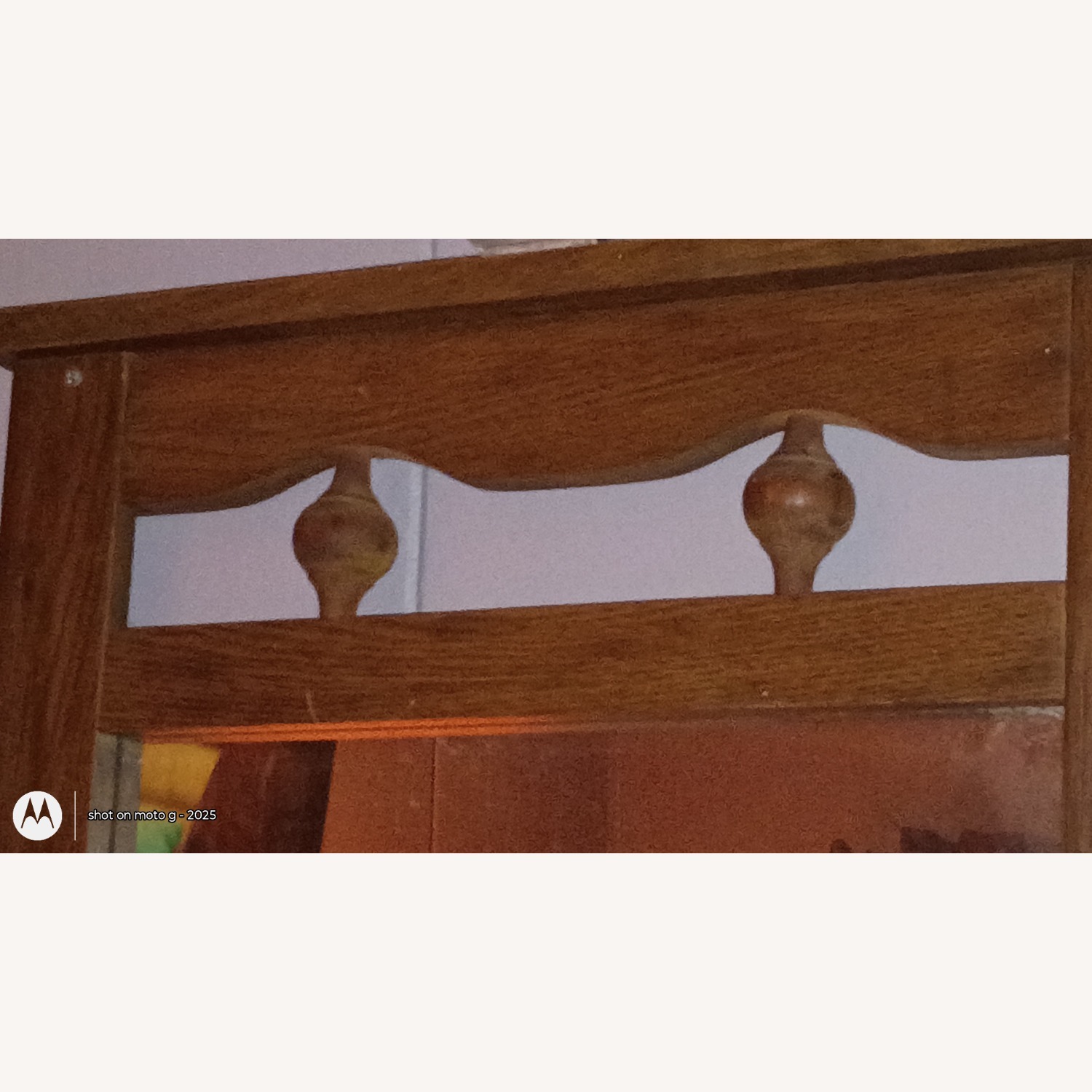 Vintage/Antique Dark Brown Wood Wall Mirror - image-4