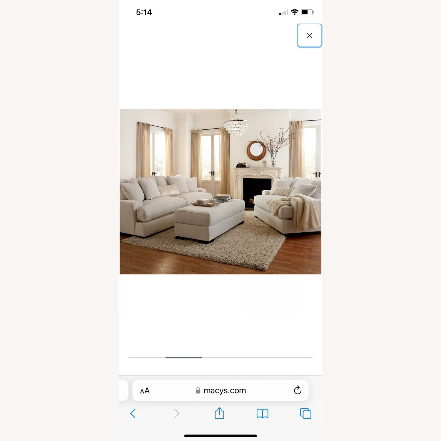 Macy's Ainsley Light Gray Fabric Loveseat - image-3