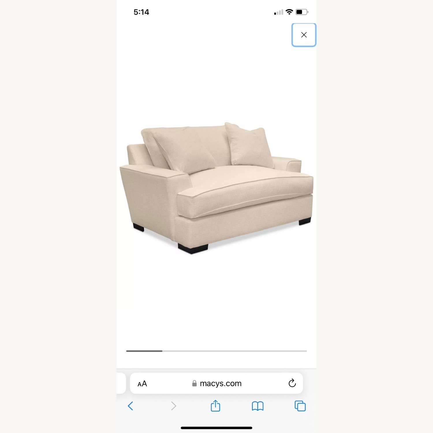 Macy's Ainsley Light Gray Fabric Loveseat - image-4