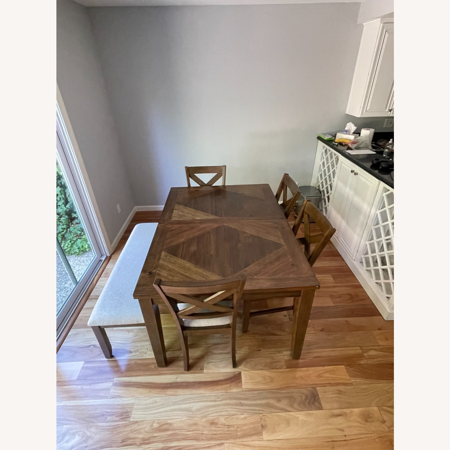 Dining Table and Chairs with Bench and Expandable - image-2
