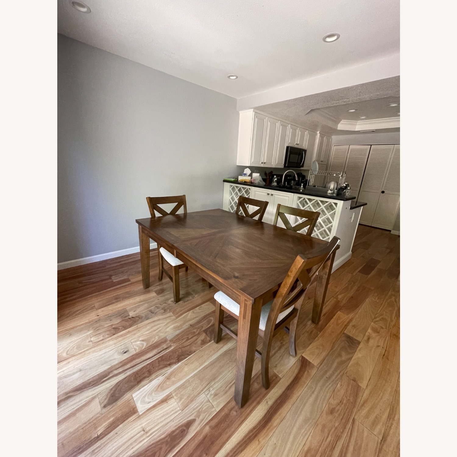 Dining Table and Chairs with Bench and Expandable - image-5