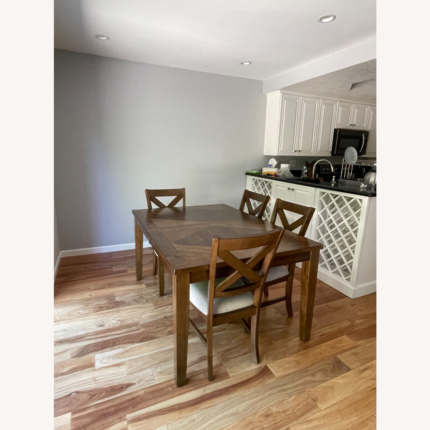 Dining Table and Chairs with Bench and Expandable - image-4