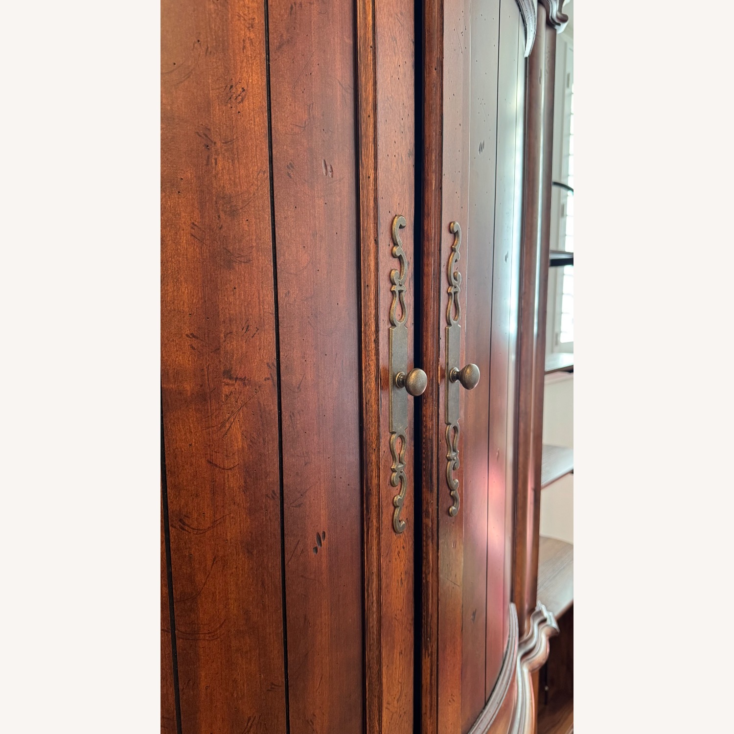 Vintage/Antique Dark Brown Wood Media Storage - image-4