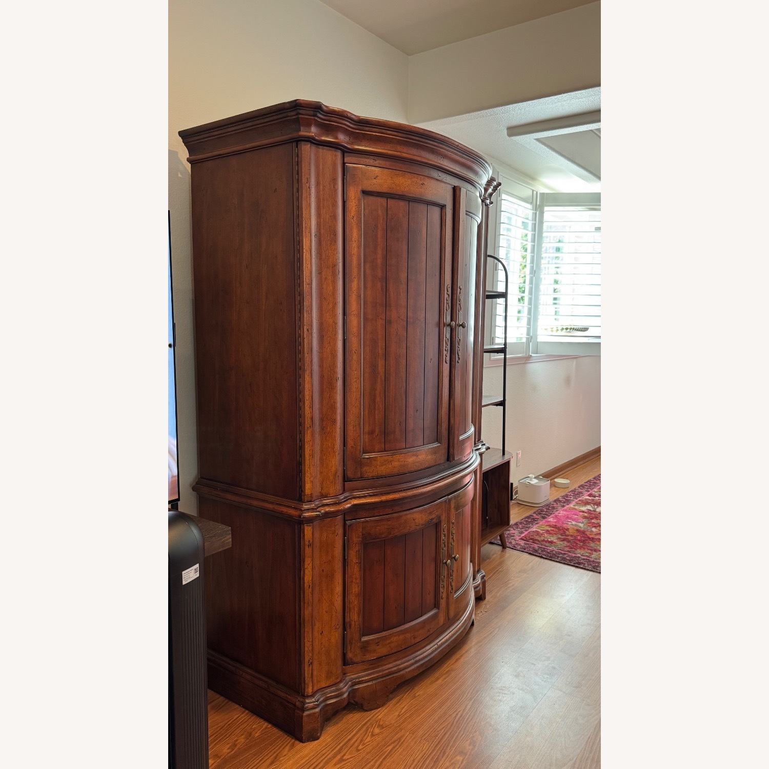Vintage/Antique Dark Brown Wood Media Storage - image-2