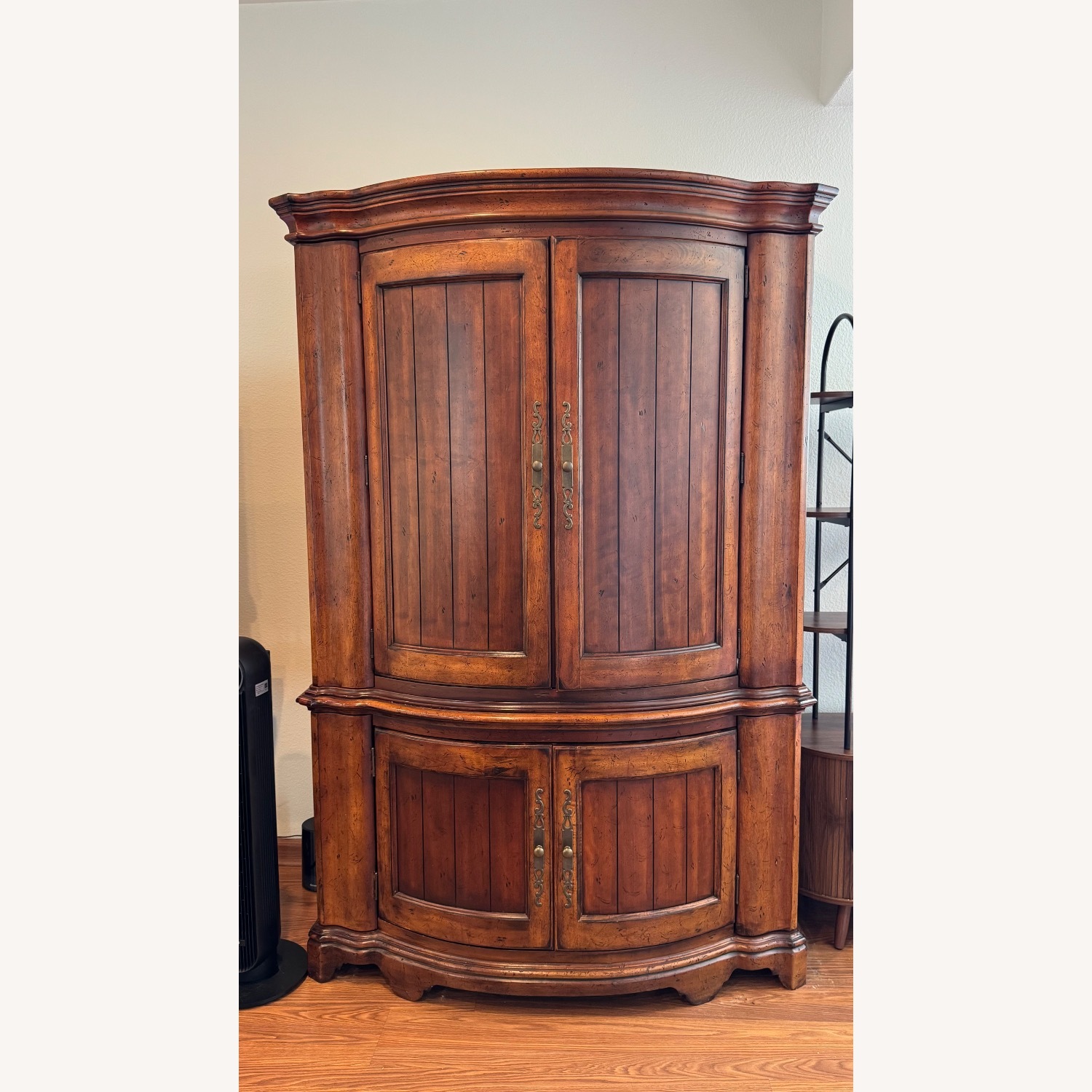 Vintage/Antique Dark Brown Wood Media Storage - image-1