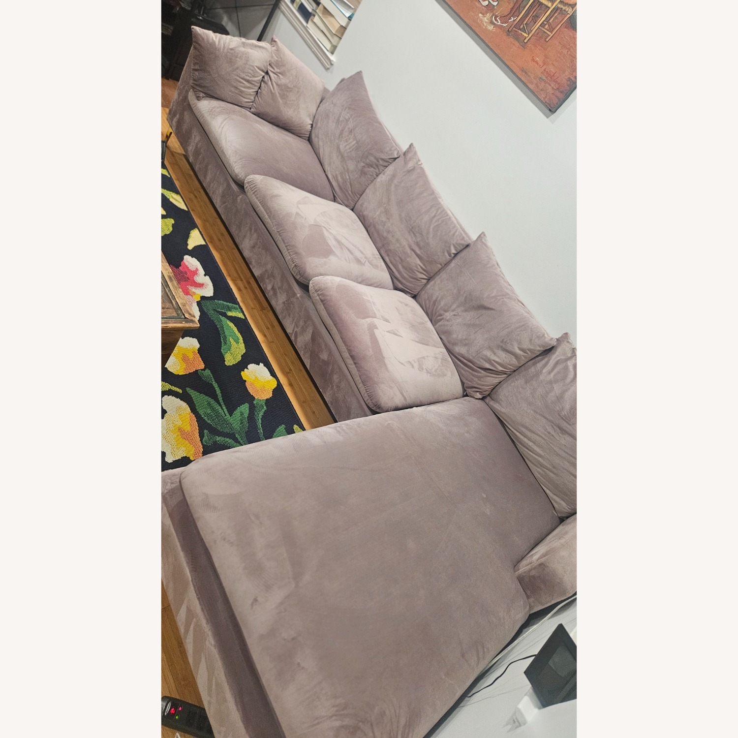 Naomi 110" Wide Velvet Reversible Sofa & Chaise - image-1