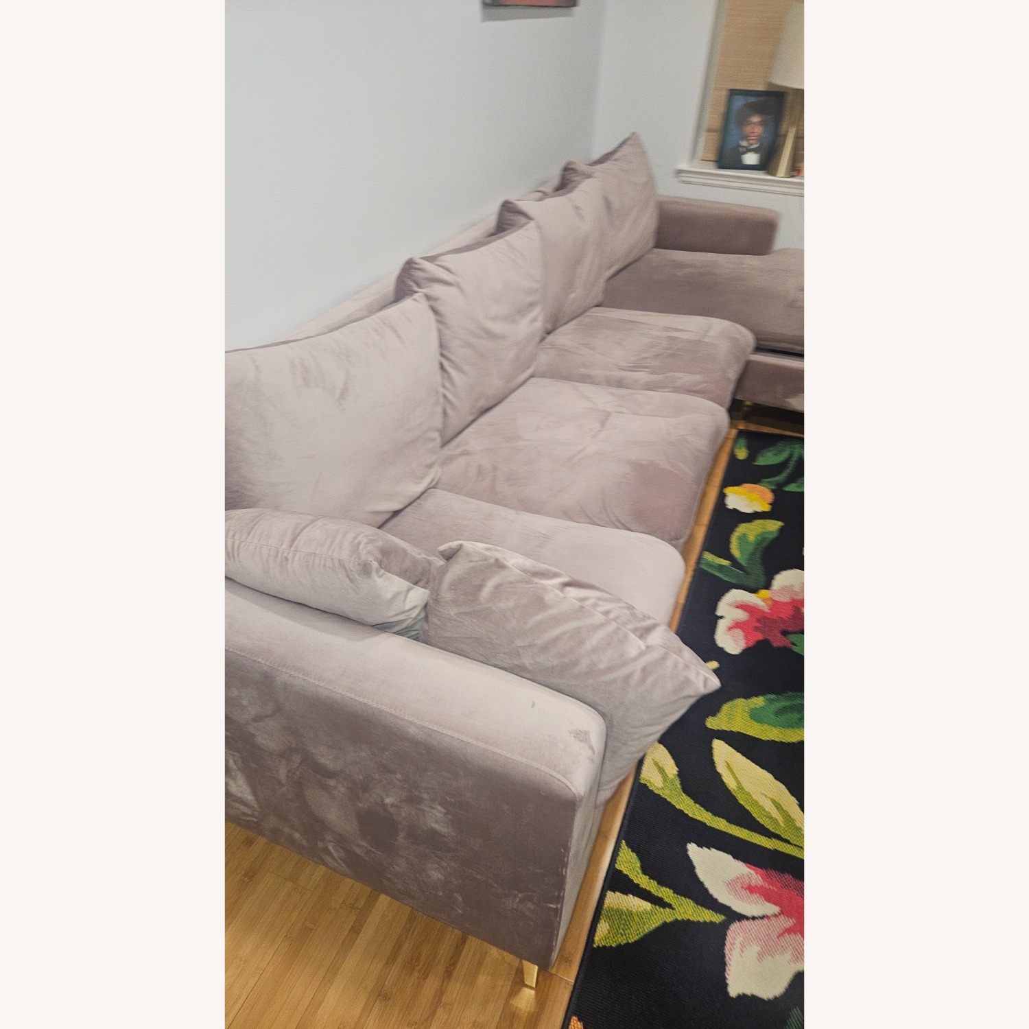 Naomi 110" Wide Velvet Reversible Sofa & Chaise - image-2