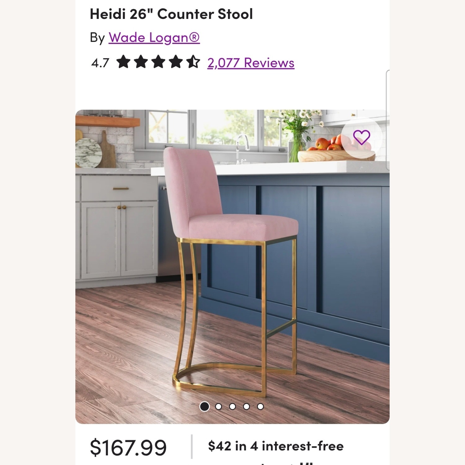 Wade Logan Pink Velvet Stools - image-4