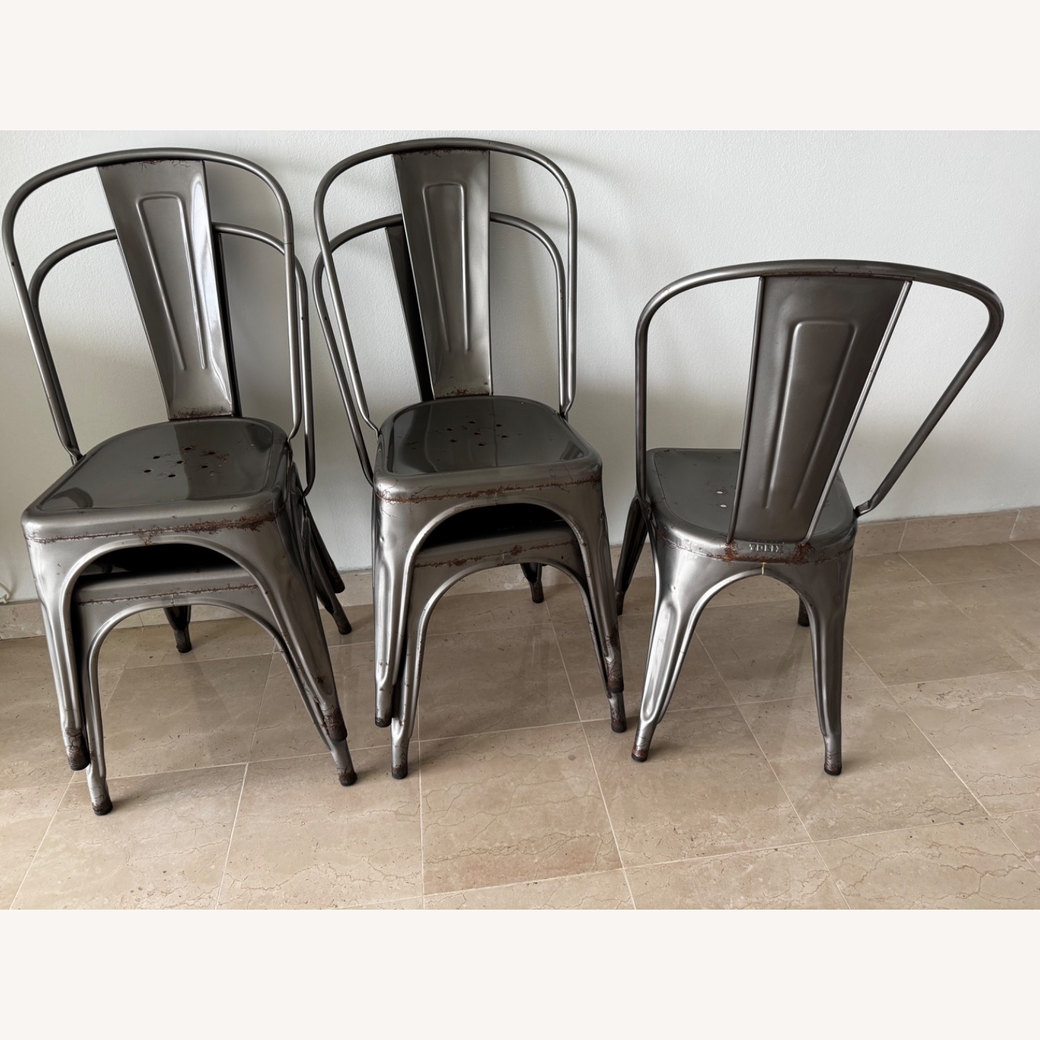 Set of 5 Tolix-Style Industrial Metal Chairs - image-1