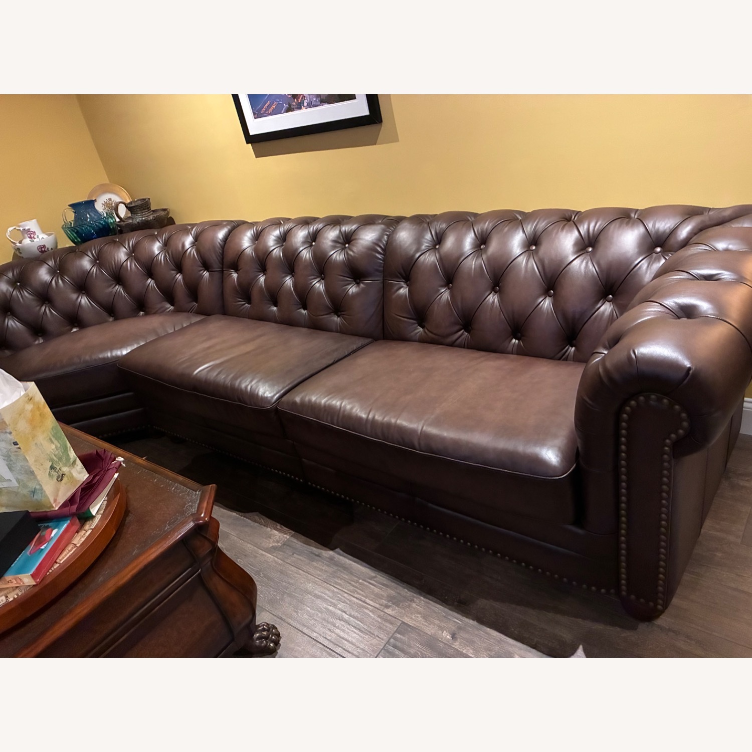 Dark Brown Leather 3+ Piece Sectional - image-2