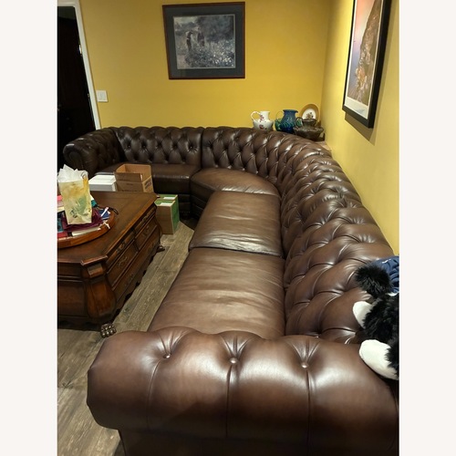 Used Dark Brown Leather 3+ Piece Sectional for sale on AptDeco