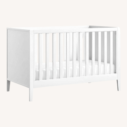 Used Crate & Barrel Ever Simple White Wood Convertible Crib for sale on AptDeco