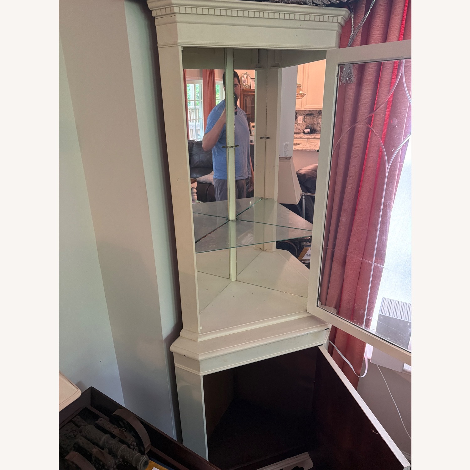 UK Vintage Corner Glass White Wood Bookcase - image-4
