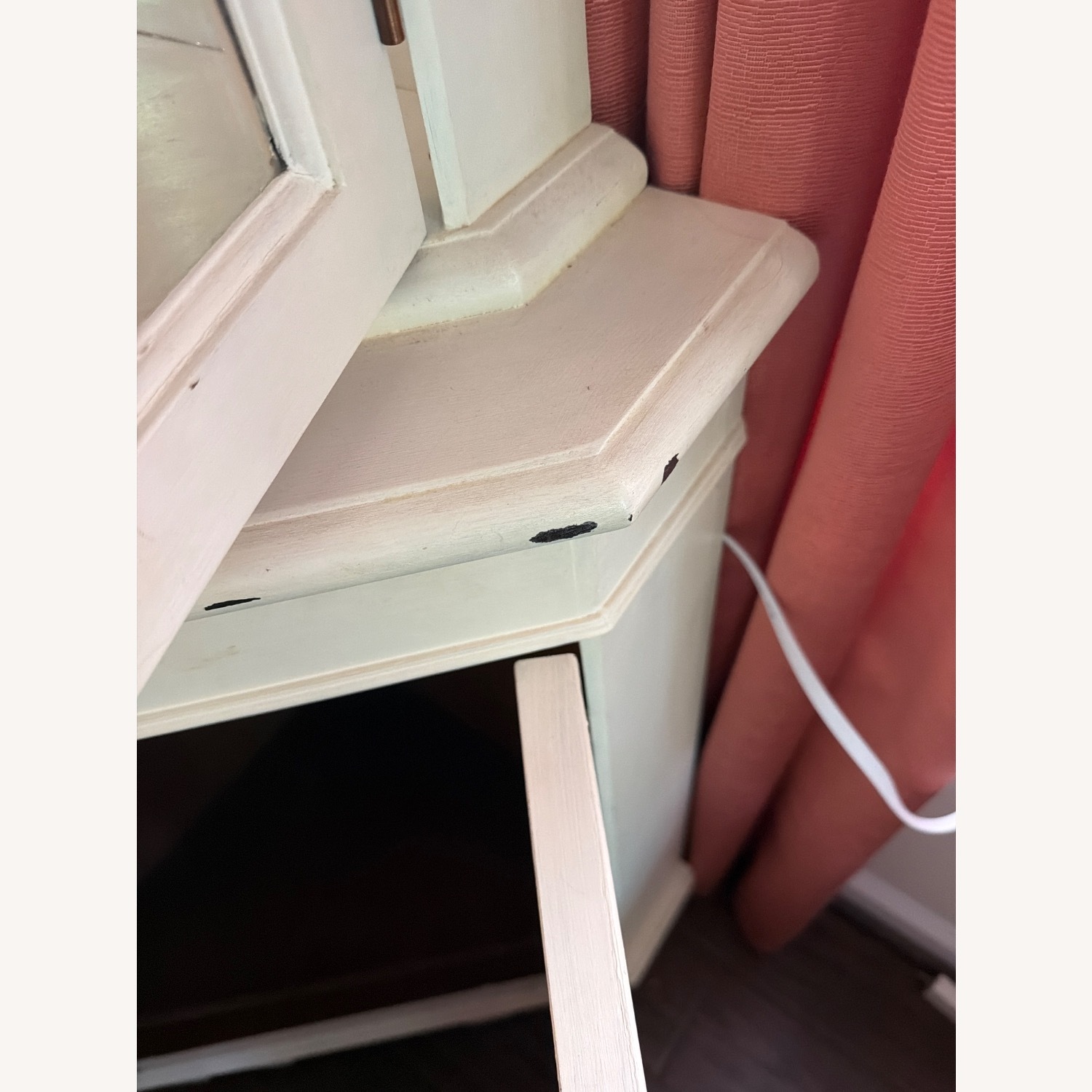 UK Vintage Corner Glass White Wood Bookcase - image-6